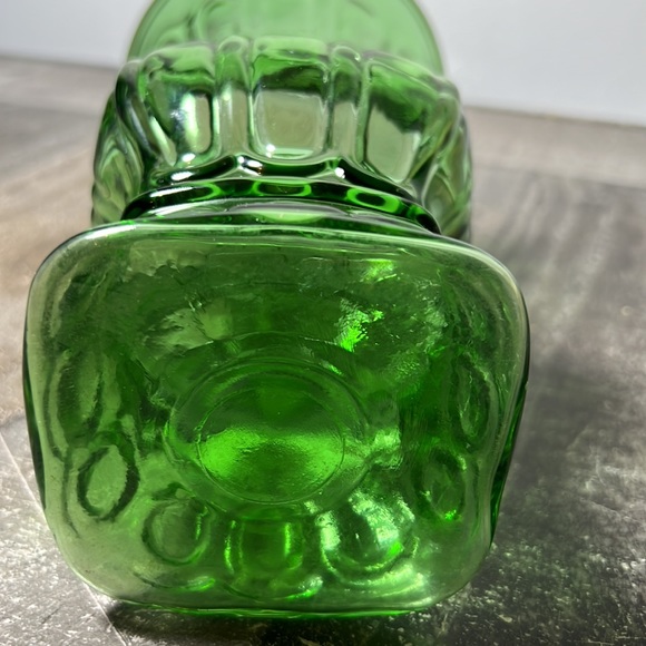 Vintage Unique Design Green See Thru Glass Vase - Picture 5 of 5